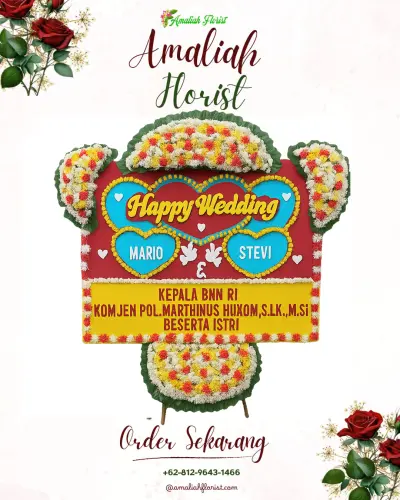 Karangan Papan Bunga Pernikahan di Jumo